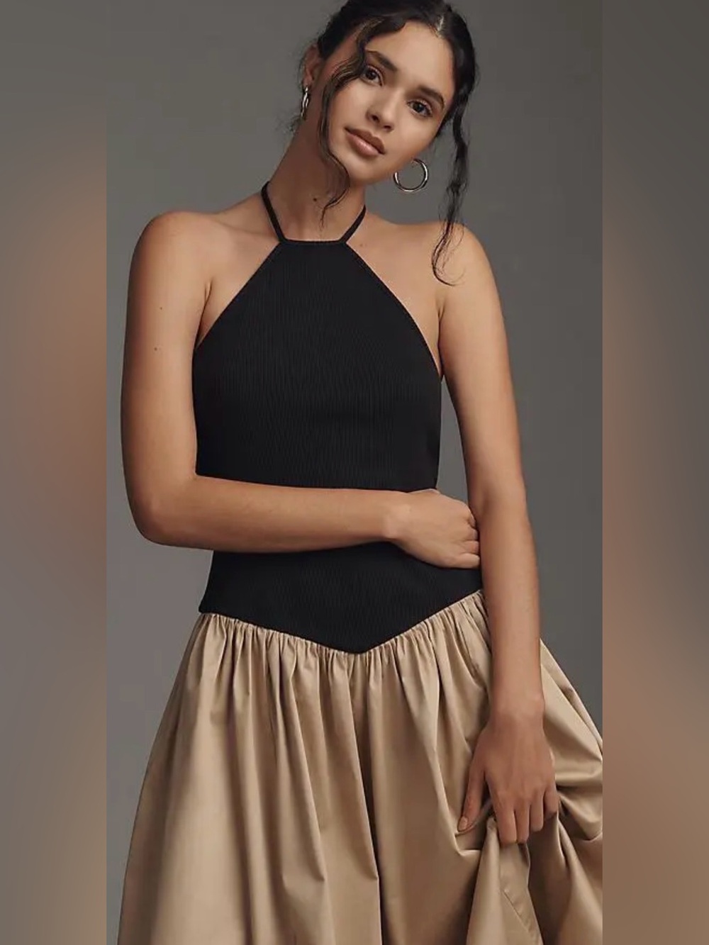 Maeve Halter Basque-waist Twofer Midi
Dress In Black | ModeSens - Picture 3 of 8